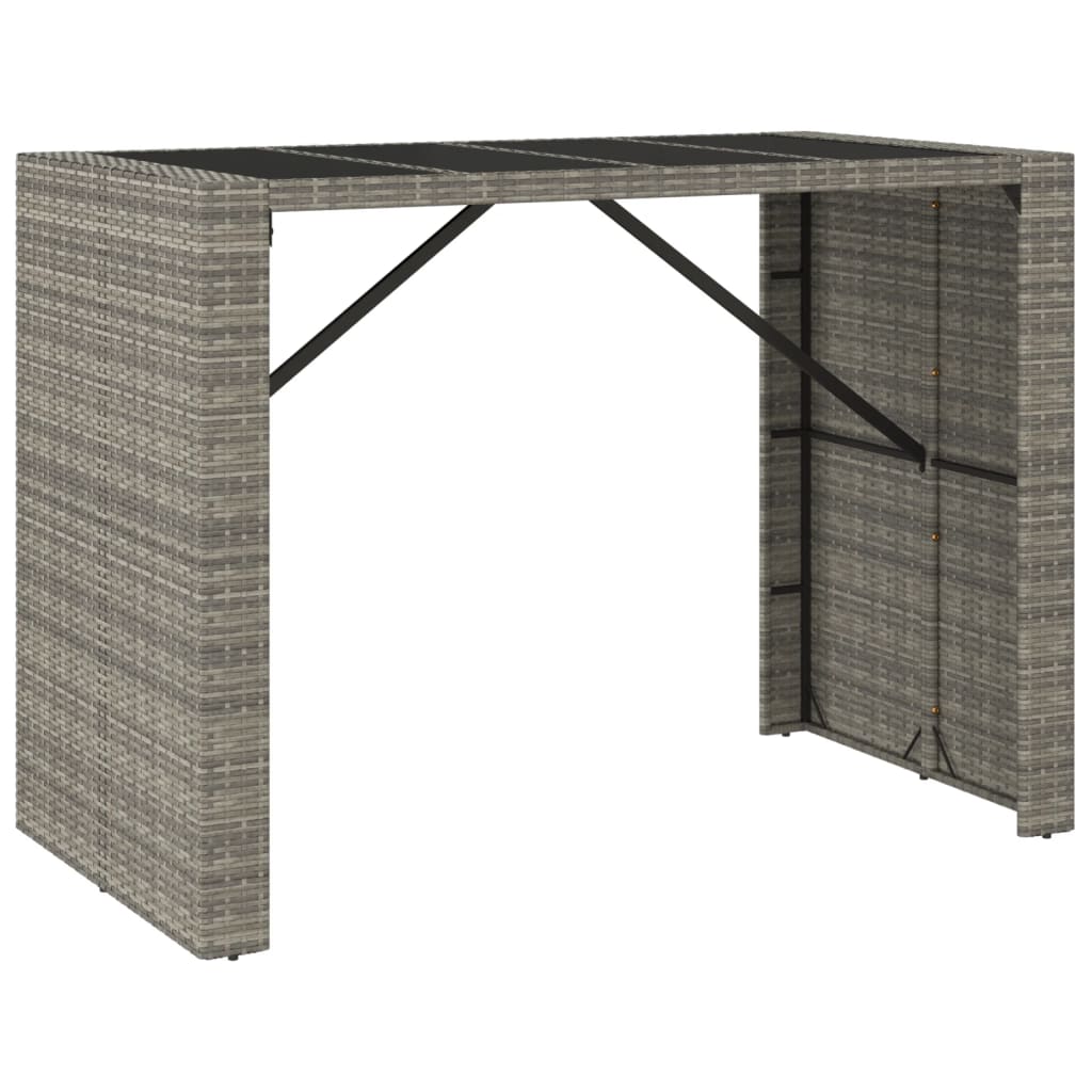 5 Piece Garden Bar Set With Cushions Grey Poly Rattan