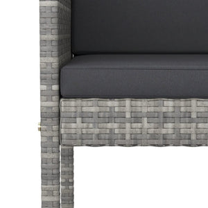 5 Piece Garden Bar Set With Cushions Grey Poly Rattan