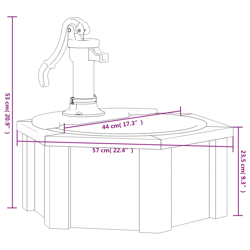 Water Fountain With Pump 57X57x53 Cm Solid Wood Fir