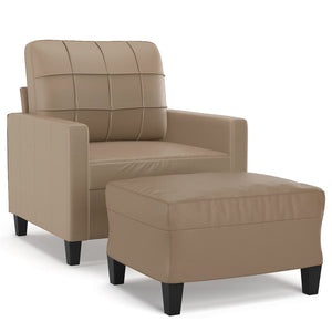 Sofa Chair With Footstool Cappuccino 60 Cm Faux Leather