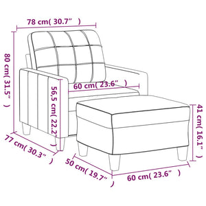 Sofa Chair With Footstool Cappuccino 60 Cm Faux Leather