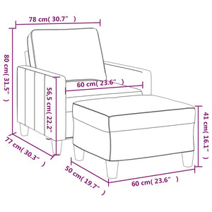 Sofa Chair With Footstool Light Grey 60 Cm Fabric