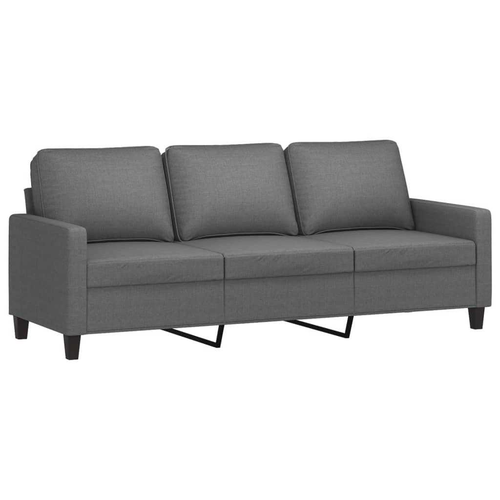 3-Seater Sofa With Footstool Dark Grey 180 Cm Fabric