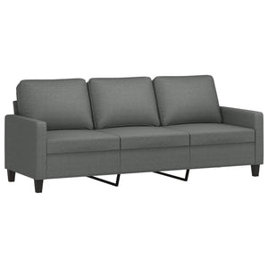 3-Seater Sofa With Footstool Dark Grey 180 Cm Fabric