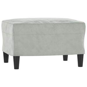 Sofa Chair With Footstool Light Grey 60 Cm Velvet