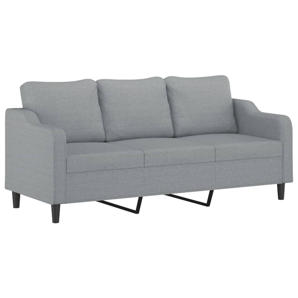 3-Seater Sofa With Footstool Light Grey 180 Cm Fabric