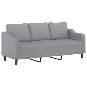 3-Seater Sofa With Footstool Light Grey 180 Cm Fabric