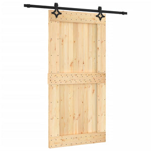 Sliding Door With Hardware Set 100X210 Cm Solid Wood Pine