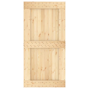 Sliding Door With Hardware Set 100X210 Cm Solid Wood Pine