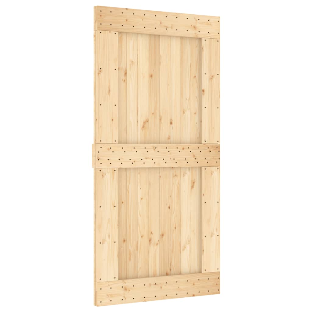 Sliding Door With Hardware Set 100X210 Cm Solid Wood Pine