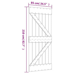 Sliding Door With Hardware Set 85X210 Cm Solid Wood Pine