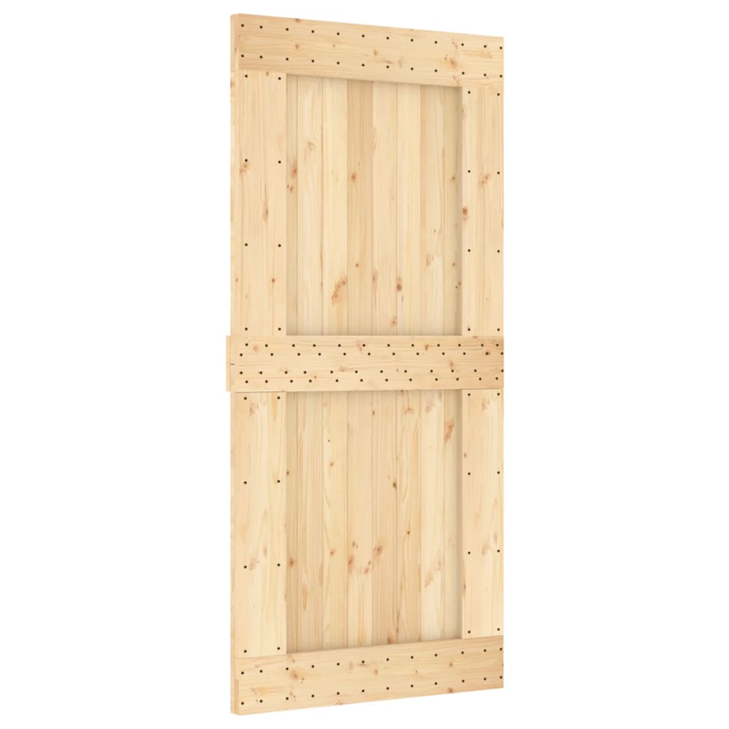 Sliding Door With Hardware Set 95X210 Cm Solid Wood Pine