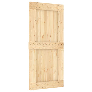 Sliding Door With Hardware Set 95X210 Cm Solid Wood Pine