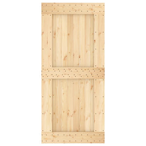 Sliding Door With Hardware Set 95X210 Cm Solid Wood Pine