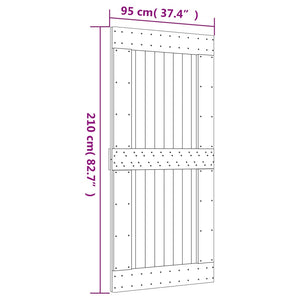 Sliding Door With Hardware Set 95X210 Cm Solid Wood Pine