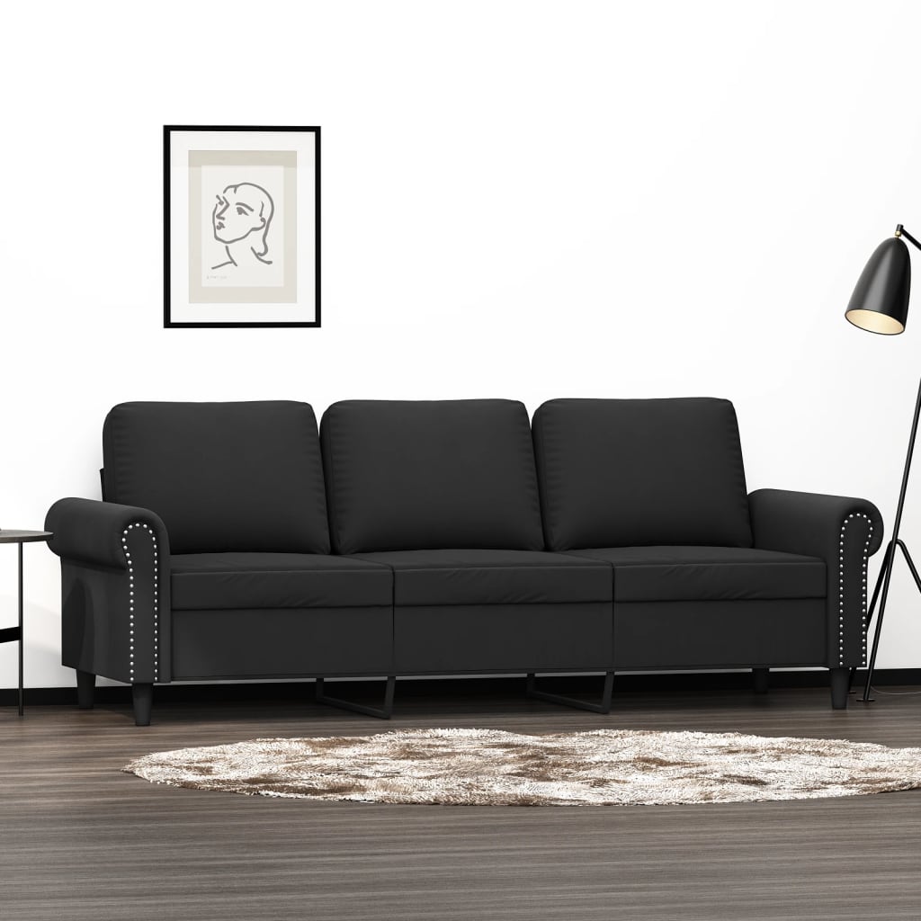 3-Seater Sofa Black 180 Cm Velvet