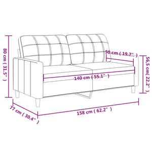 2-Seater Sofa Black 140 Cm Fabric