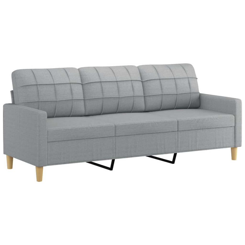 3-Seater Sofa Light Grey 180 Cm Fabric