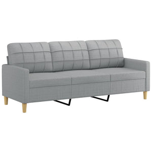3-Seater Sofa Light Grey 180 Cm Fabric
