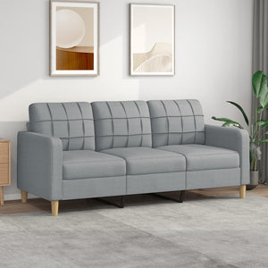 3-Seater Sofa Light Grey 180 Cm Fabric