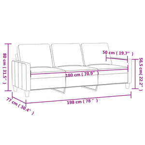 3-Seater Sofa Light Grey 180 Cm Fabric