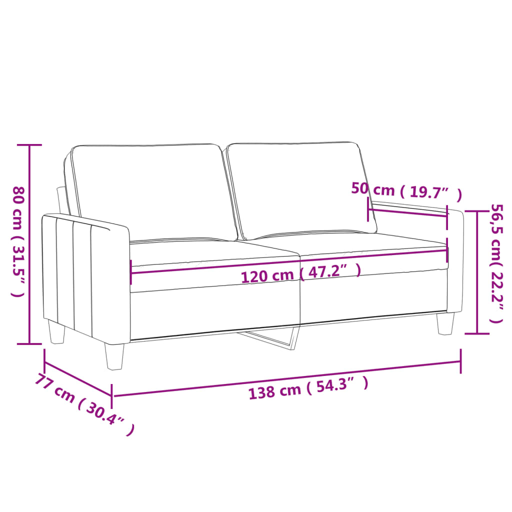 2-Seater Sofa Dark Grey 120 Cm Velvet