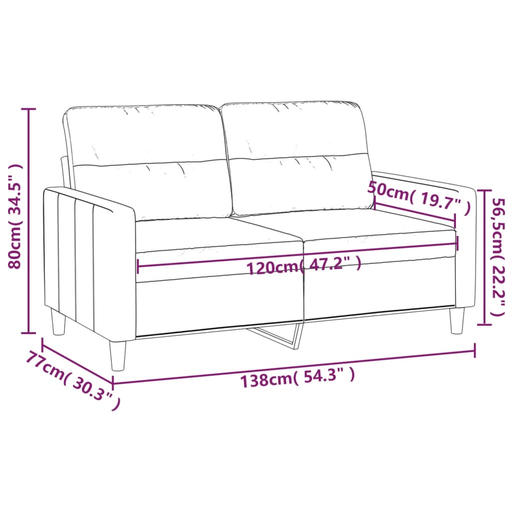 2-Seater Sofa Dark Grey 120 Cm Fabric