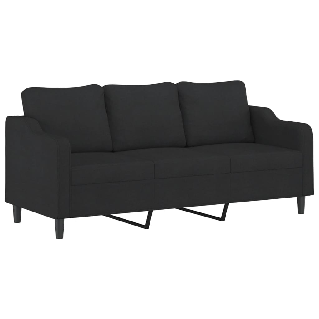 3-Seater Sofa Black 180 Cm Fabric