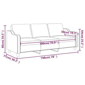 3-Seater Sofa Black 180 Cm Fabric