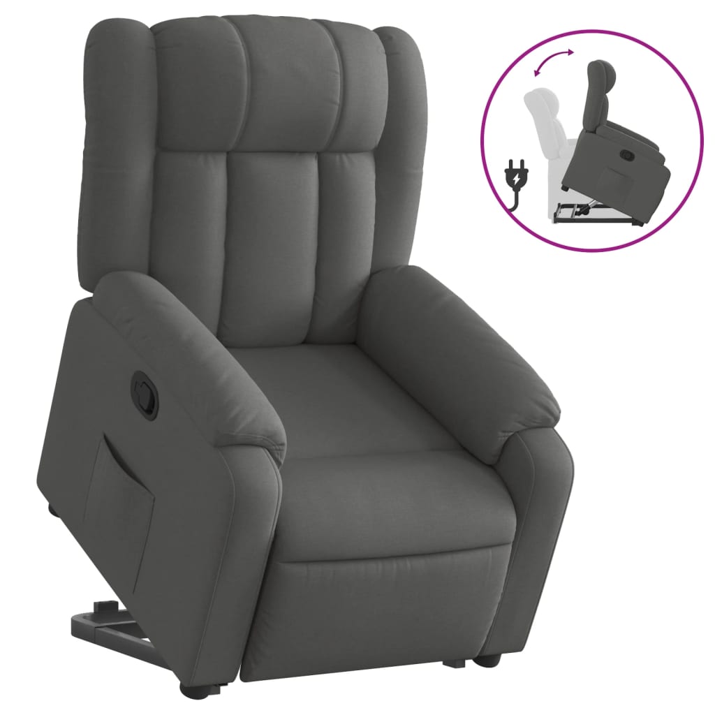 Stand Up Massage Recliner Chair Dark Grey Fabric