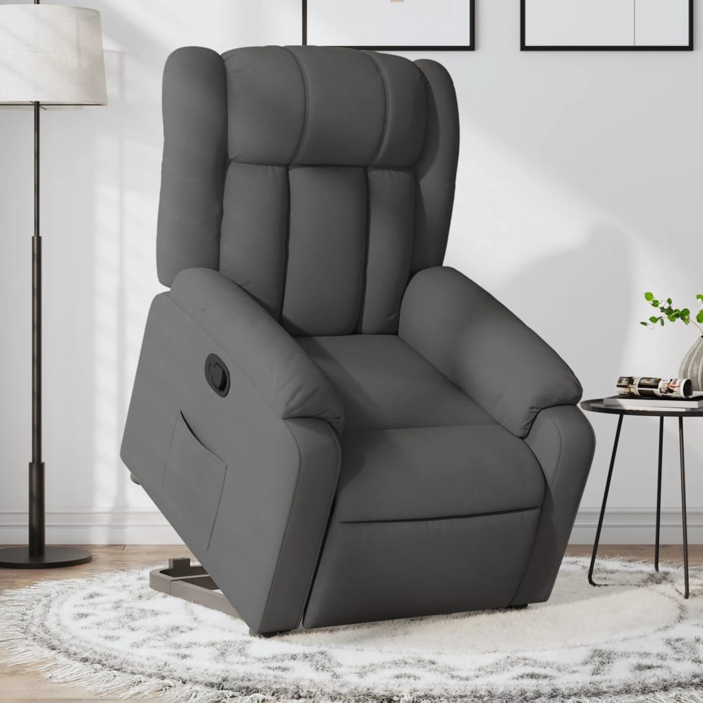 Stand Up Massage Recliner Chair Dark Grey Fabric