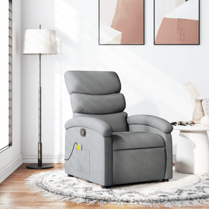 Massage Recliner Chair Light Grey Fabric