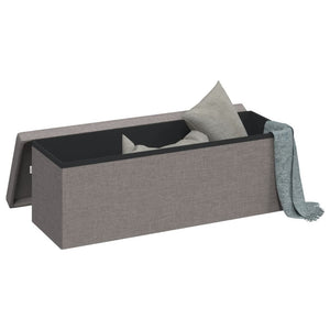 Storage Bench Foldable Light Grey Faux Linen