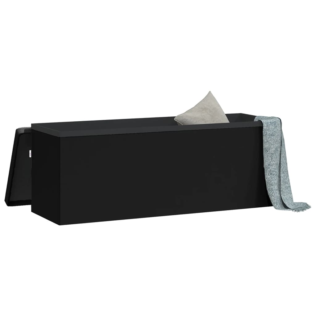 Storage Bench Foldable Black Pvc