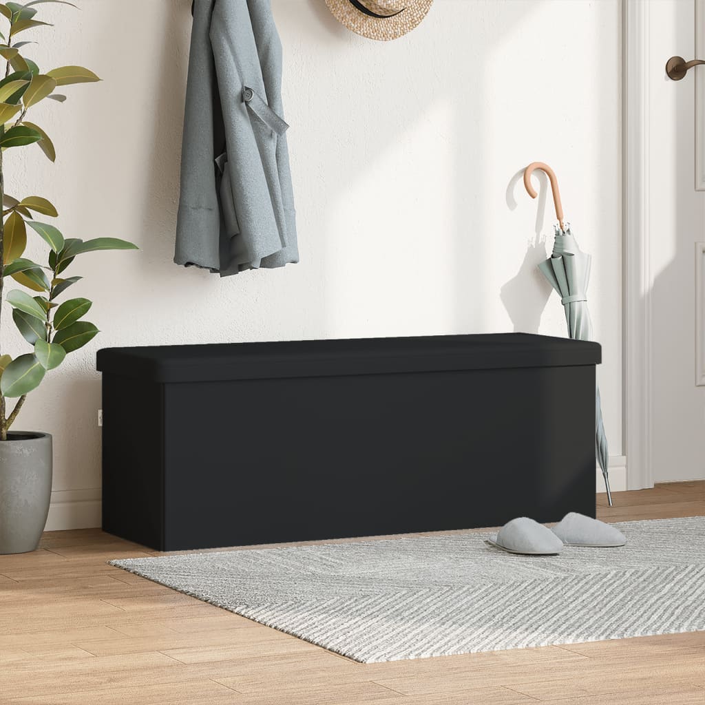 Storage Bench Foldable Black Pvc