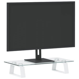 Monitor Stand White 40X20x8 Cm Tempered Glass And Metal