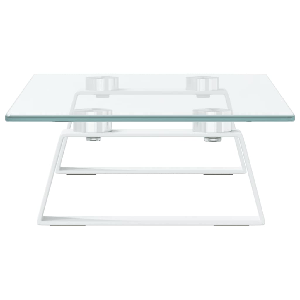 Monitor Stand White 40X20x8 Cm Tempered Glass And Metal