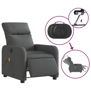 Electric Massage Recliner Chair Dark Grey Fabric