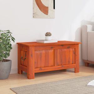 Storage Chest With Lid Brown Solid Wood Acacia