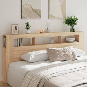 Led Headboard Sonoma Oak 220X18.5X103.5 Cm Engineered Wood