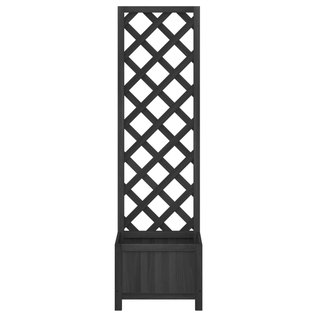 Planter With Trellis Black Solid Wood Fir