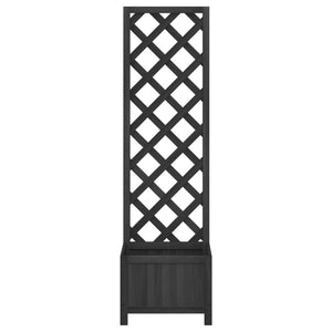 Planter With Trellis Black Solid Wood Fir