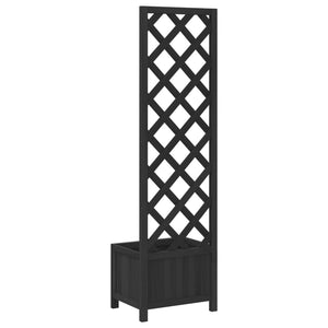 Planter With Trellis Black Solid Wood Fir