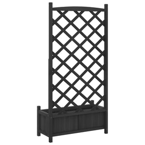 Planter With Trellis Black Solid Wood Fir