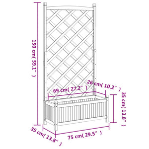 Planter With Trellis Black Solid Wood Fir