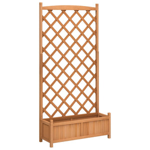 Planter With Trellis Brown Solid Wood Fir