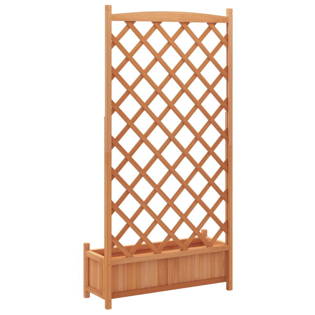 Planter With Trellis Brown Solid Wood Fir