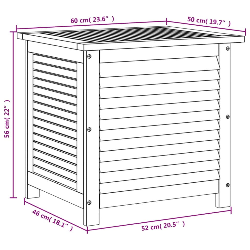 Garden Storage Box With Louver 60X50x56 Cm Solid Wood Acacia