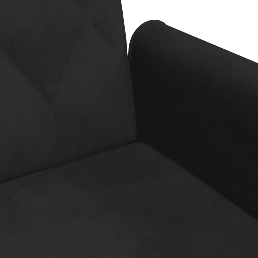 2-Seater Sofa Bed With Pillows And Footstool Black Velvet