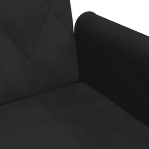 2-Seater Sofa Bed With Pillows And Footstool Black Velvet